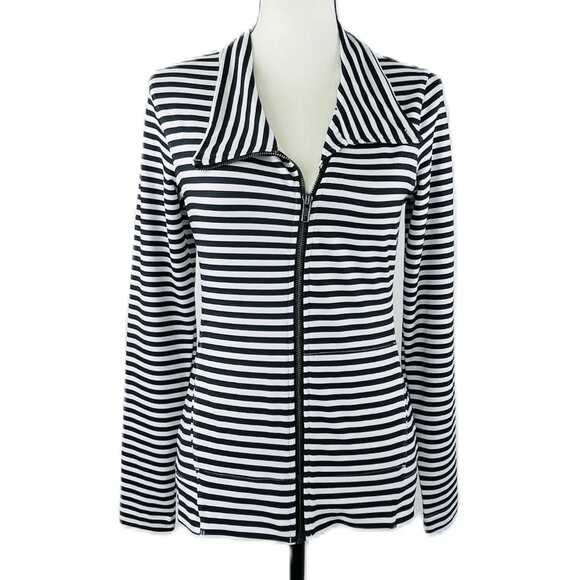 Black/White Stripe Lightweight Jacket by Lole, XS/TP - Picture 1 of 4